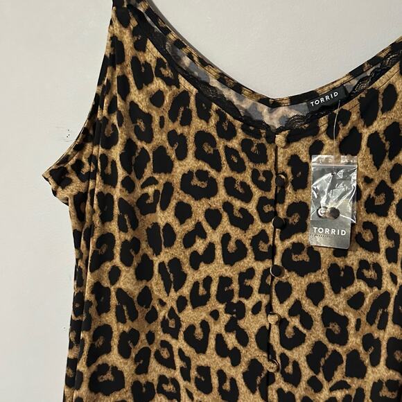 Torrid Leopard Button Down Lace Cami NEW Womens 4X (26) Studio Knit Swing Tank - Picture 6 of 7